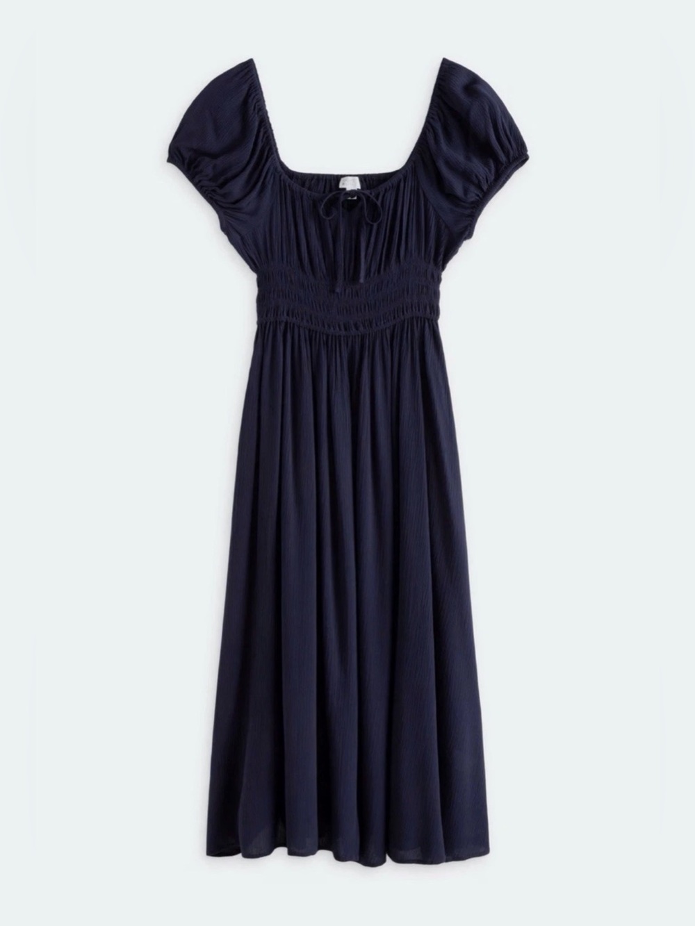 Navy Smocked Square-Neck Maxi Dress